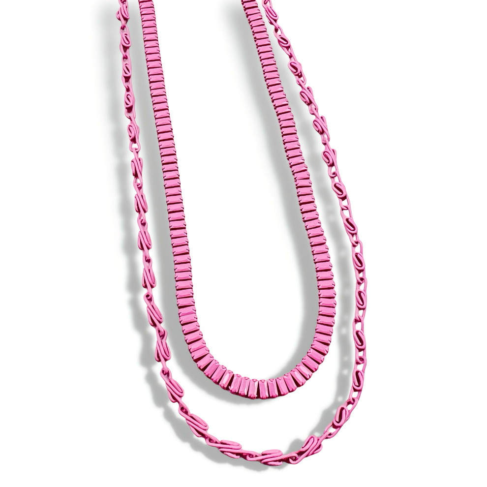 Double Enamel Pink Necklace N1