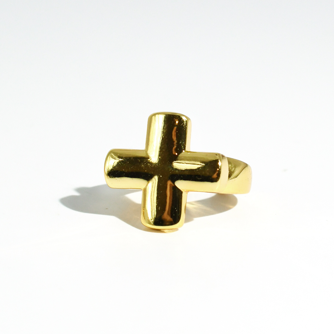 Chunky Cross Ring Gold