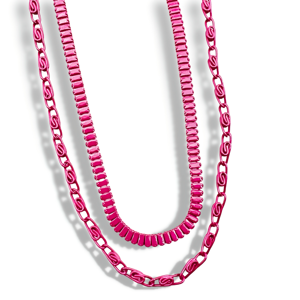 Double Enamel Fuchsia Necklace