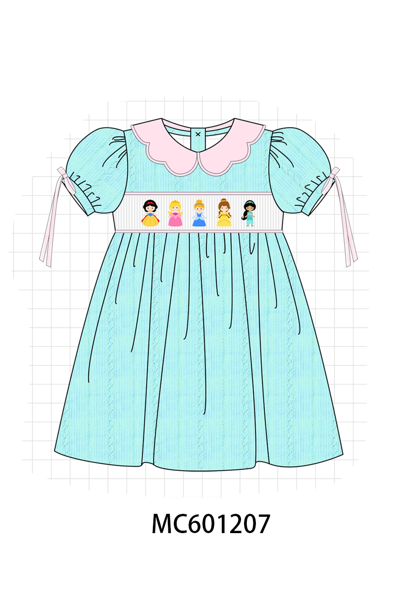 Mint Princess Smocked Jacquard Dress