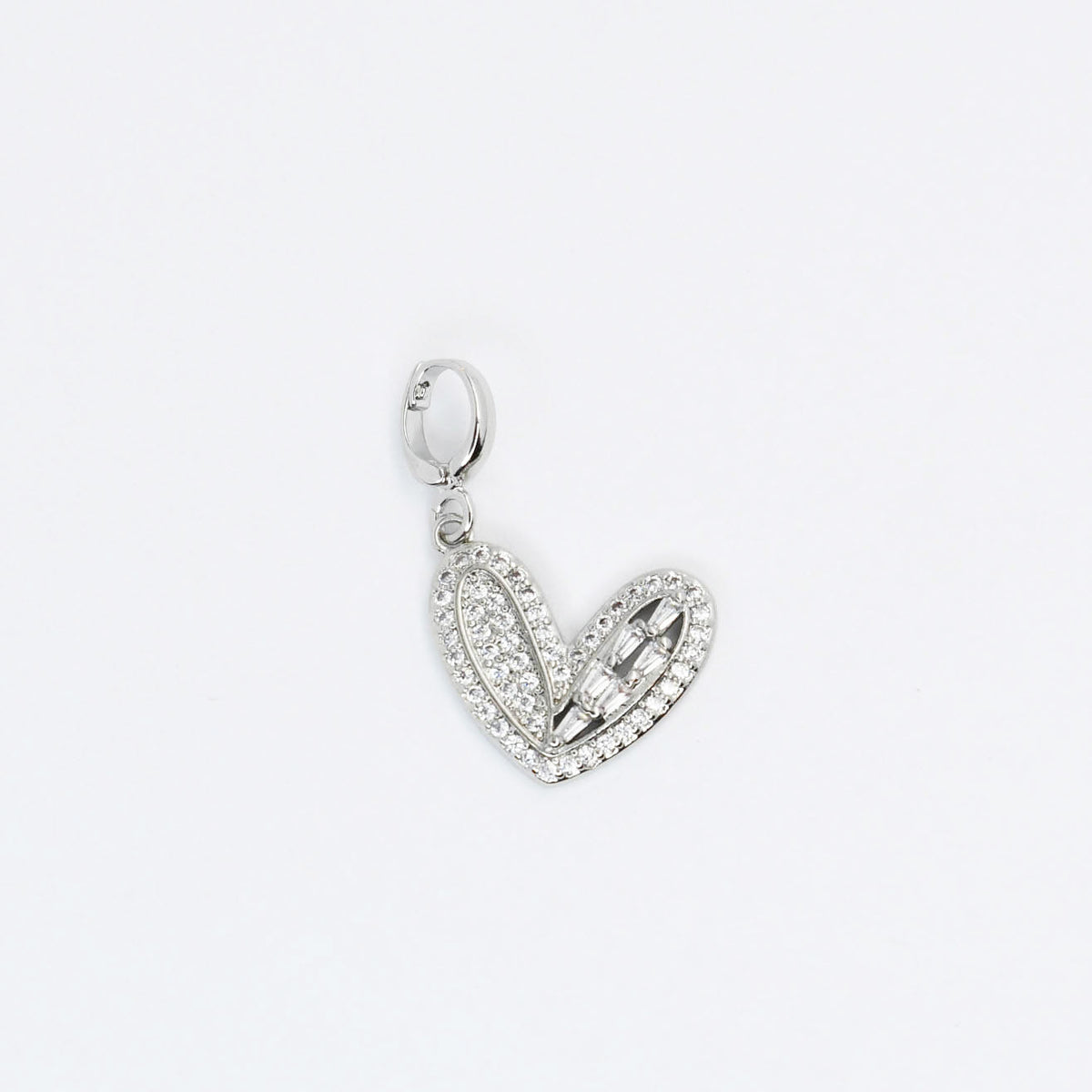 Pave Silver Heart Charm CH-54