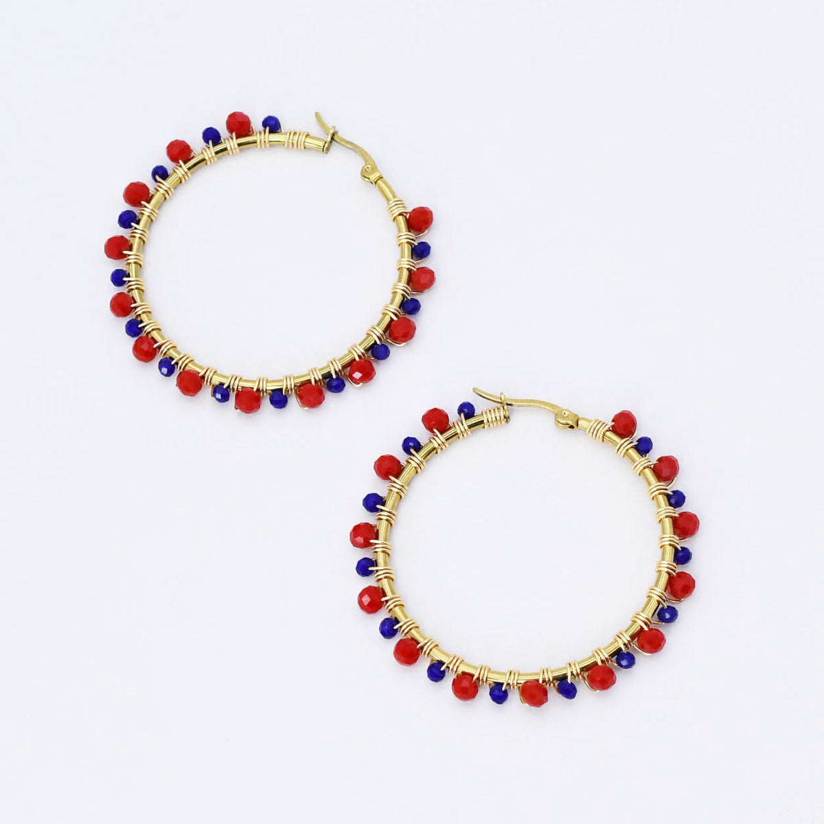 Red/Blue Beaded Hoop