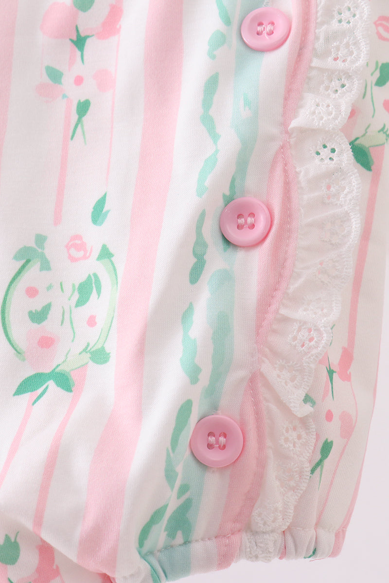 Pink floral print bow bubble