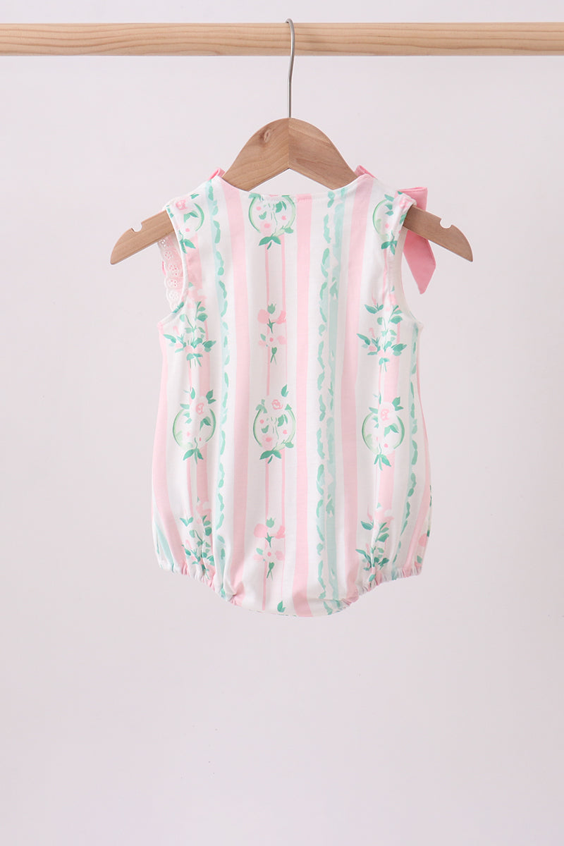 Pink floral print bow bubble