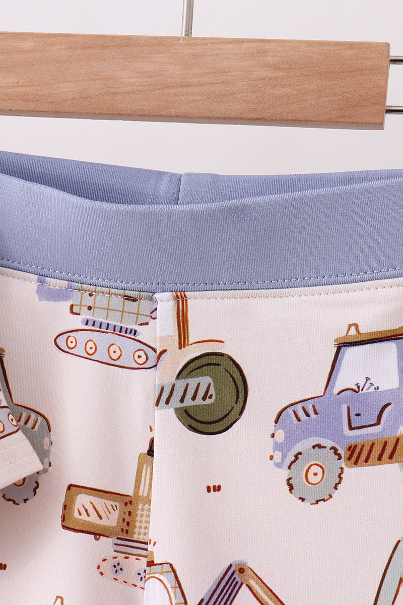 Excavator print bamboo pajama set