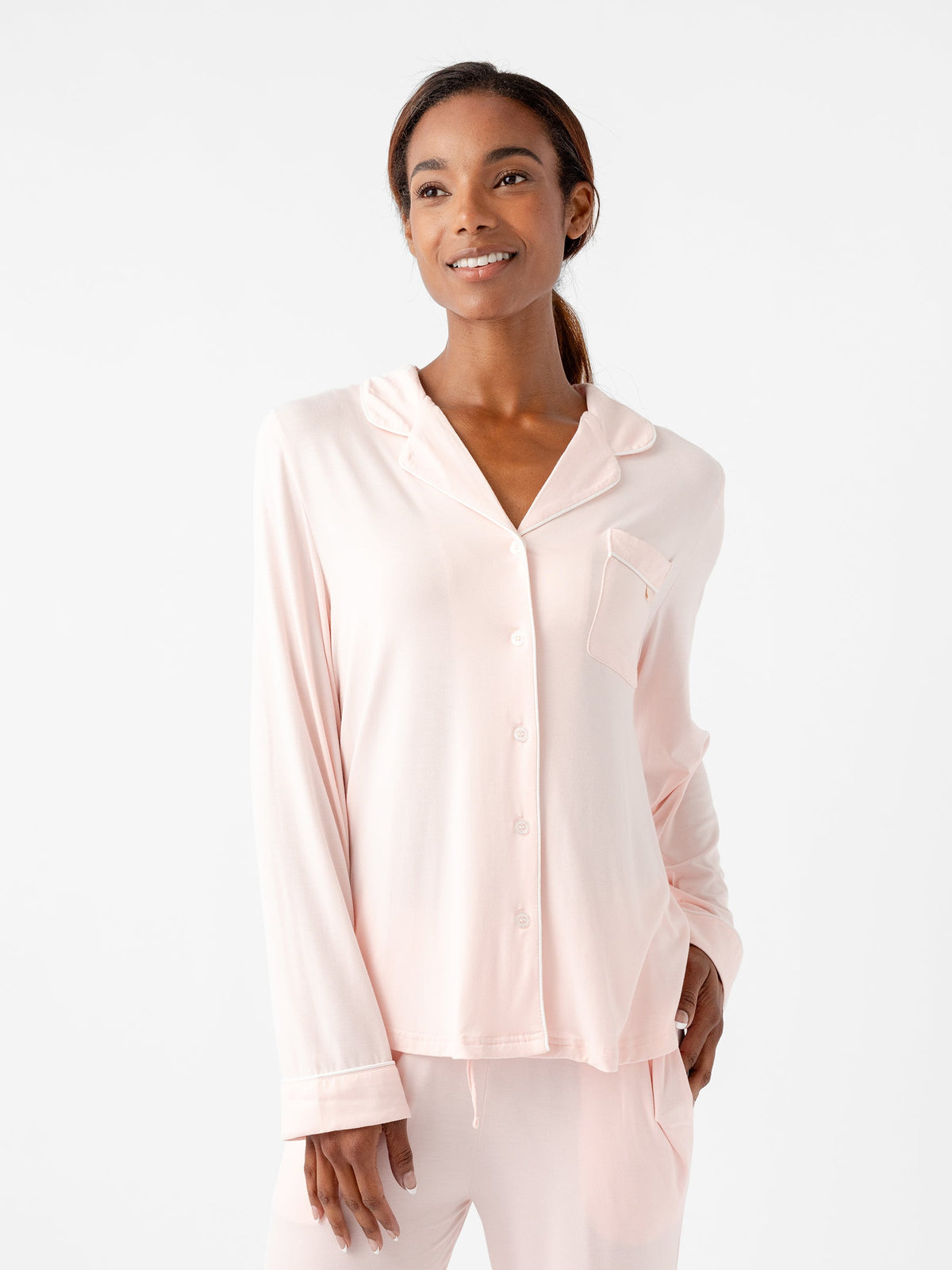 Women's Bamboo Stretch-Knit Long Sleeve Pajama Top - Tall