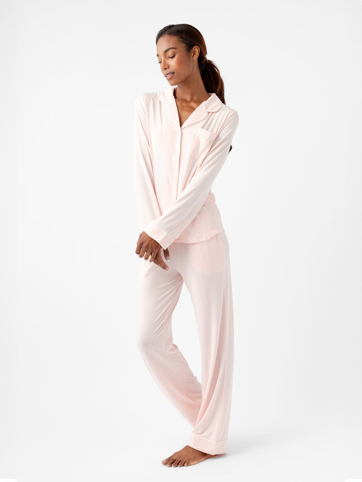Women's Bamboo Stretch-Knit Long Sleeve Pajama Top - Tall
