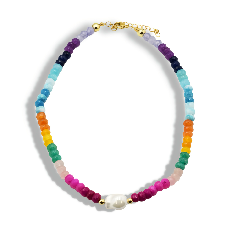 Colorful Gemstone with Pearl