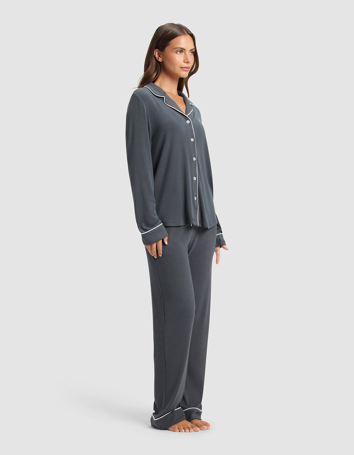 Women's Bamboo Rib-Knit Classic Long Sleeve Pajama Set