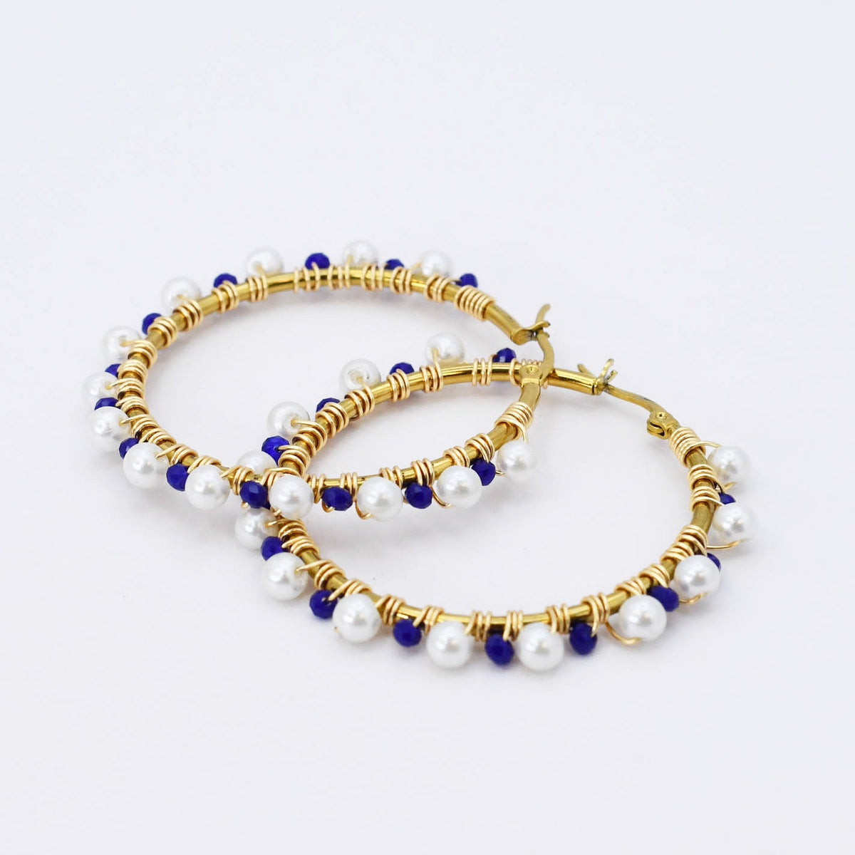 Blue/White Beaded Hoop