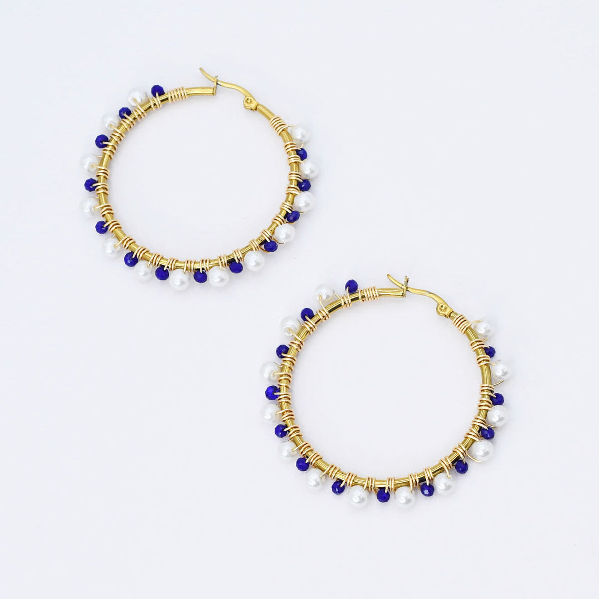 Blue/White Beaded Hoop