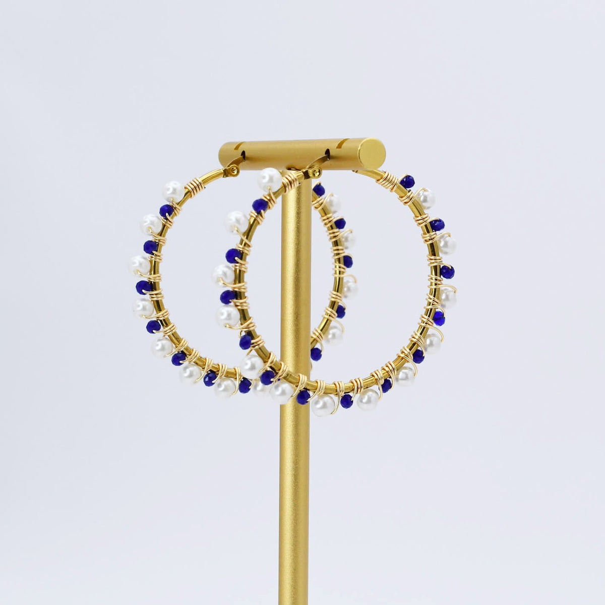 Blue/White Beaded Hoop