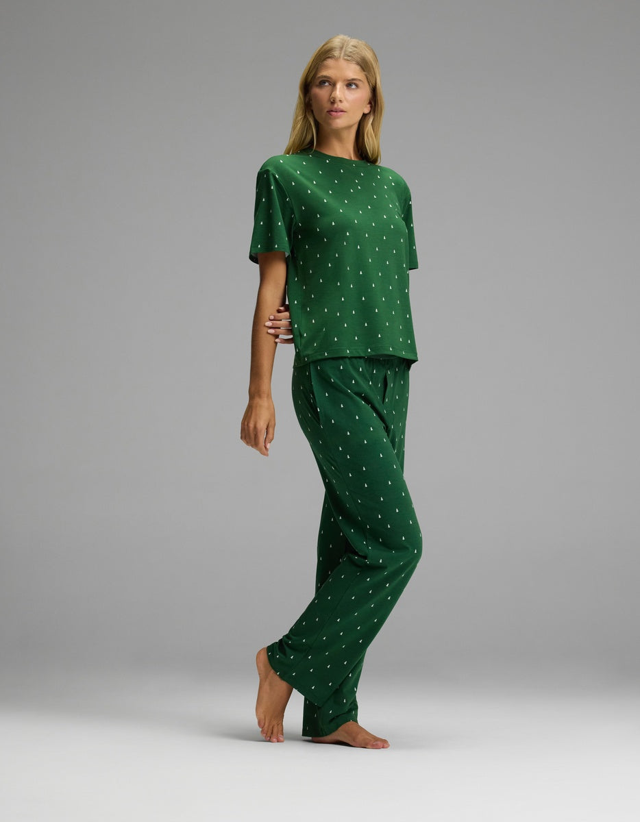Women's First Layer Pajama Short Sleeve Tee & Pajama Pant Set
