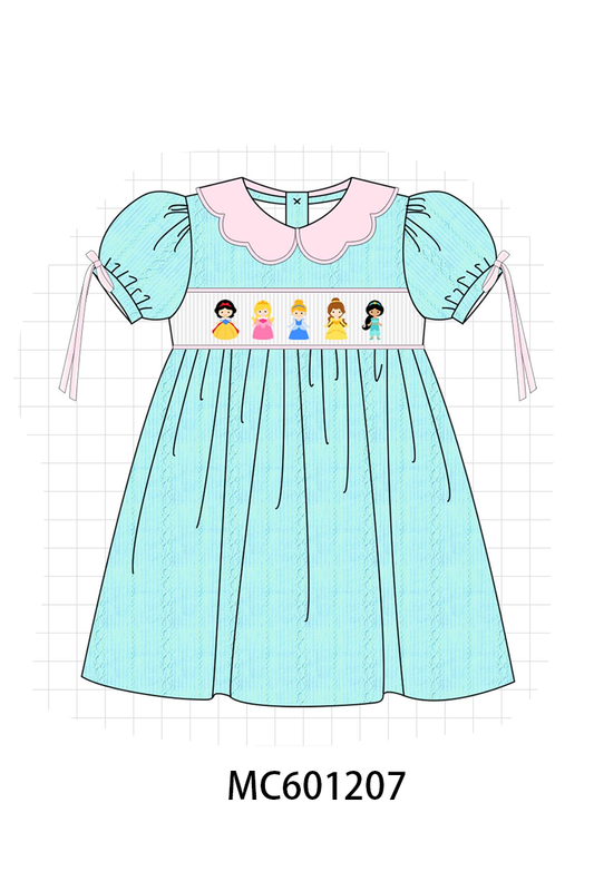 Mint Princess Smocked Jacquard Dress