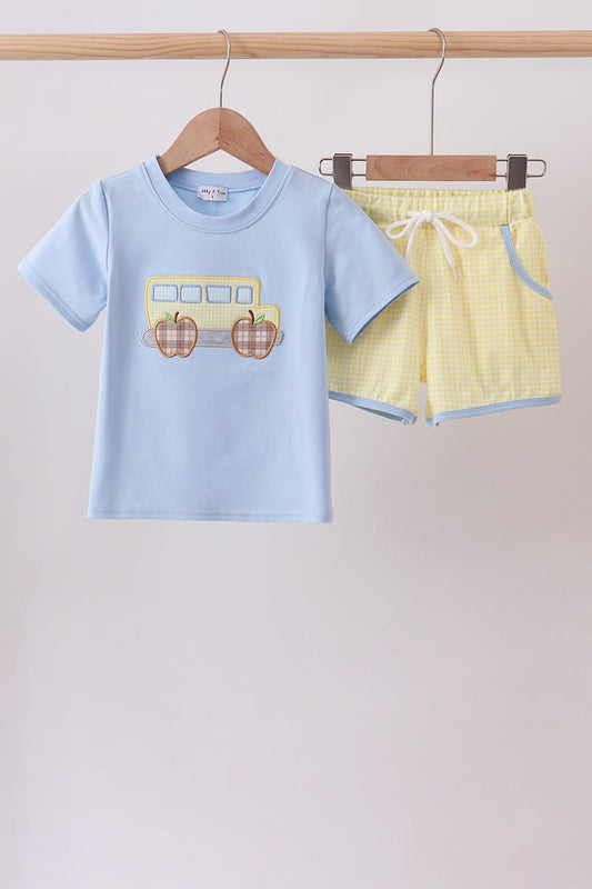 Blue Bus Applique Set