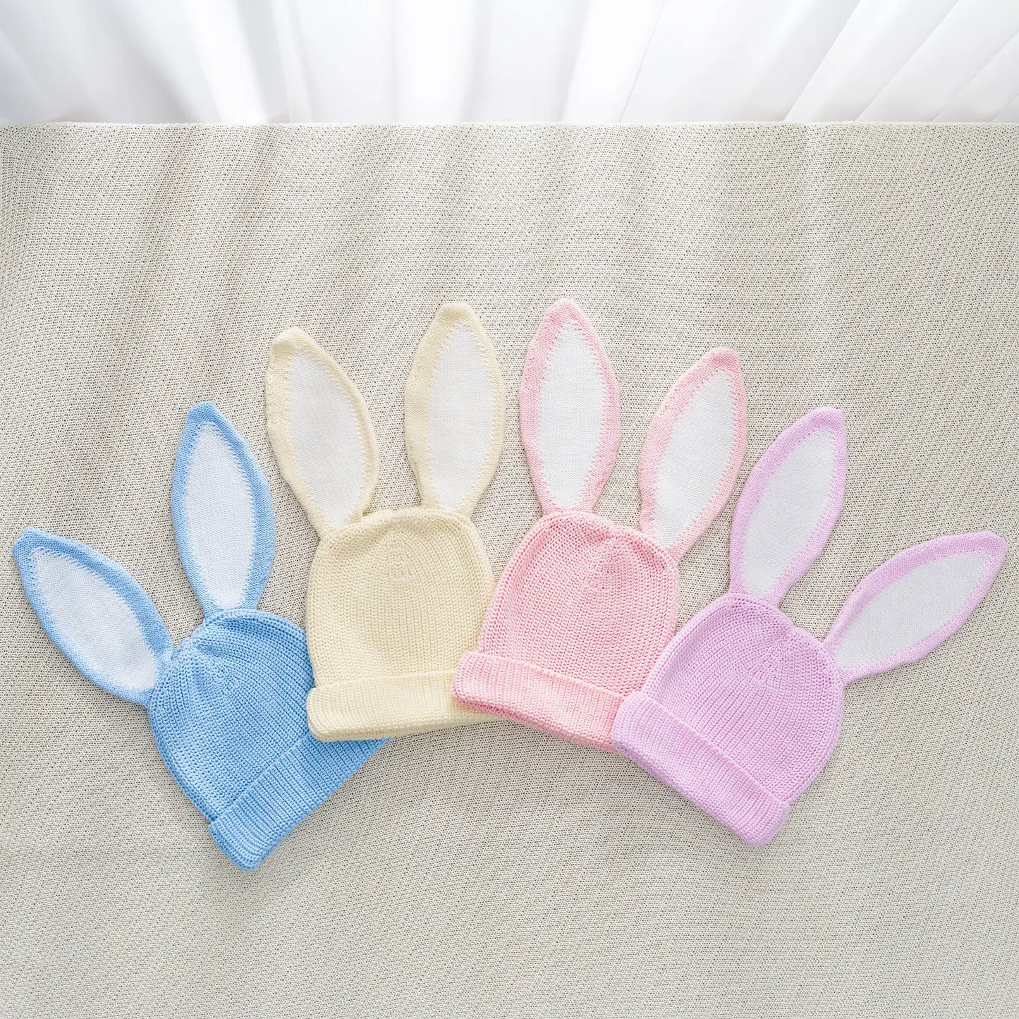Bunny Ear Knit Beanie in Pink