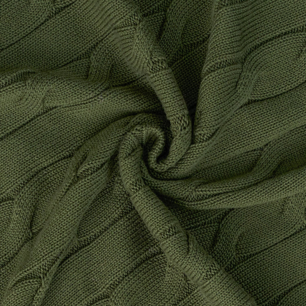 Cable Knit Baby Blanket in Forest Green