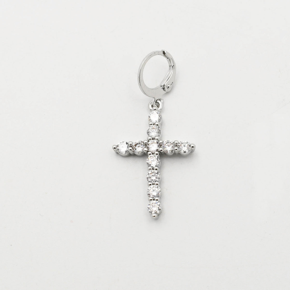 Silver Crystal Cross Charm CH-333