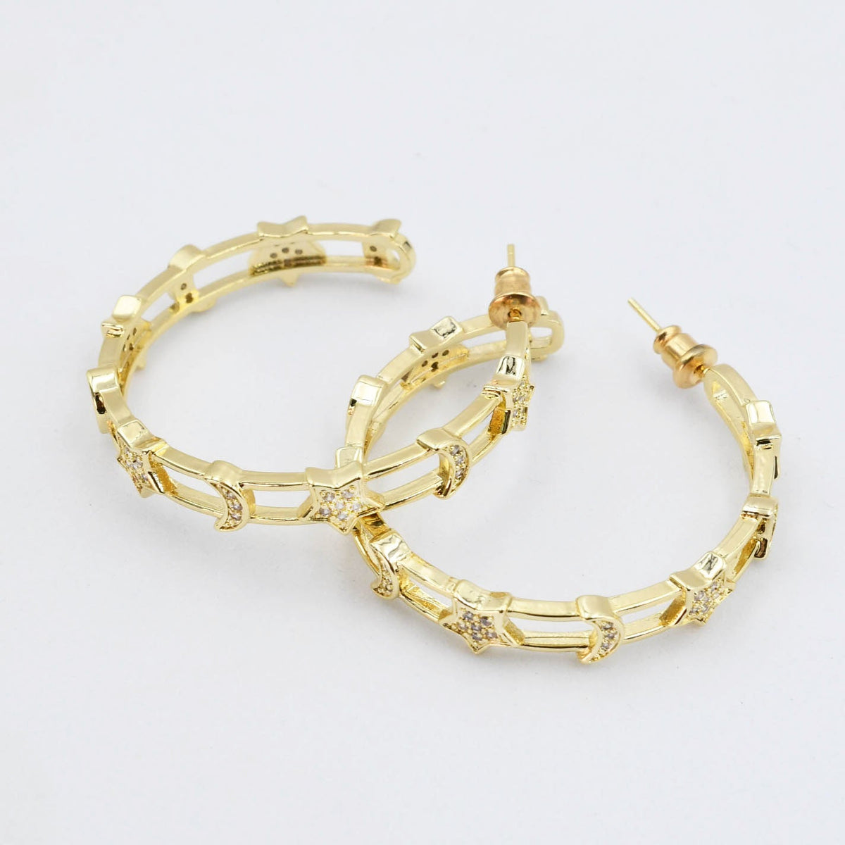 Star Moon Gold Hoop