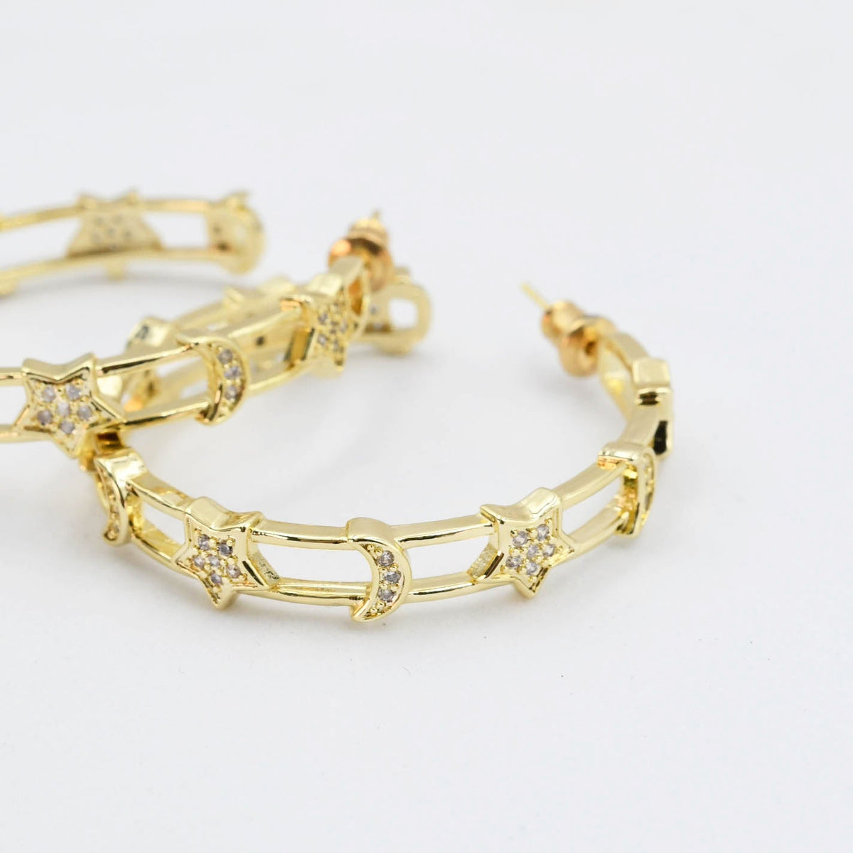 Star Moon Gold Hoop