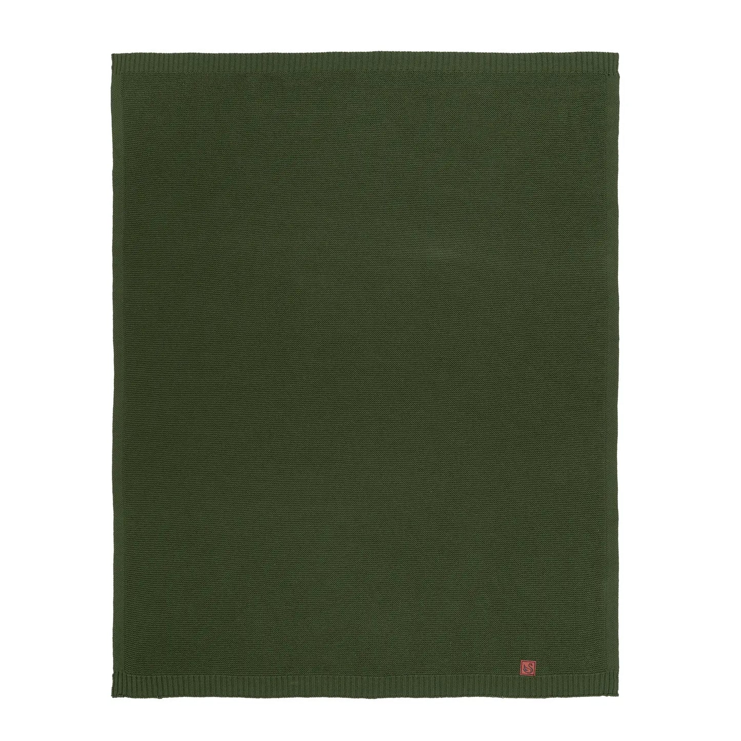 Classic Knit Cotton Baby Blanket in Forest Green