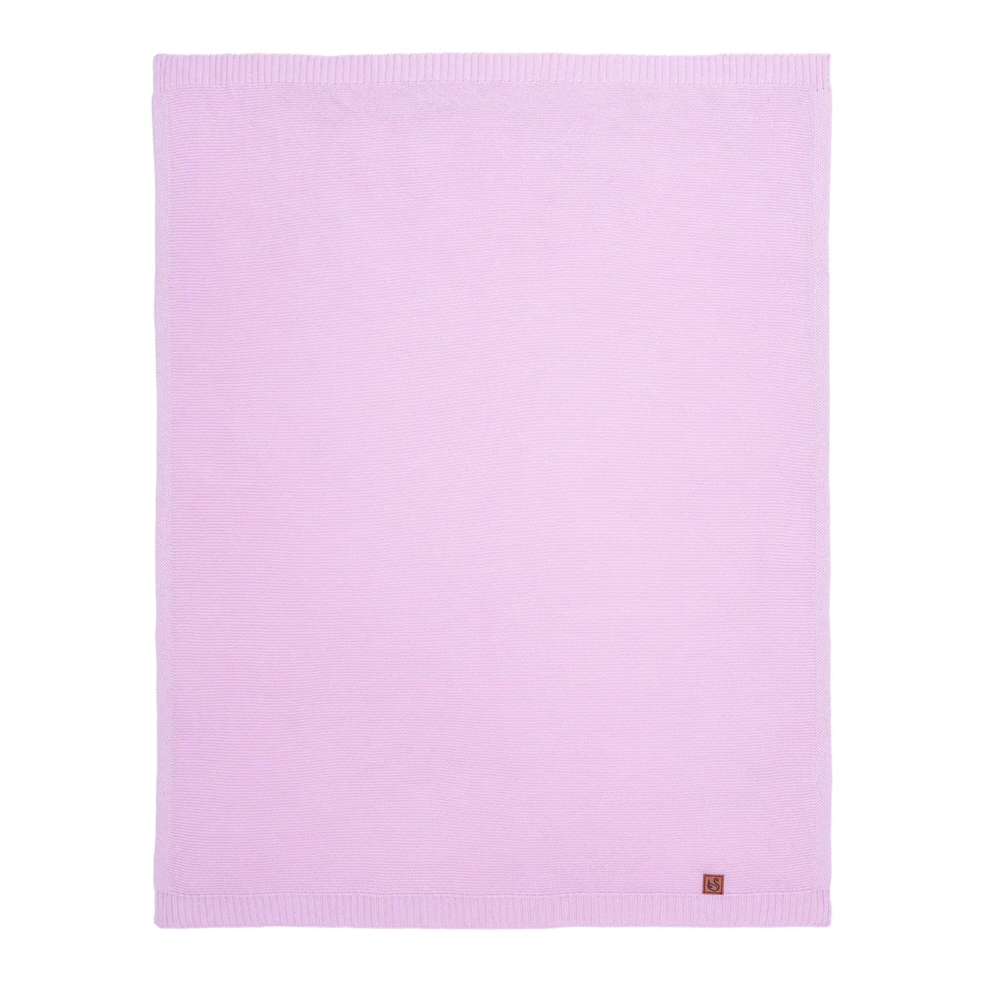 Classic Knit Cotton Baby Blanket in Lilac