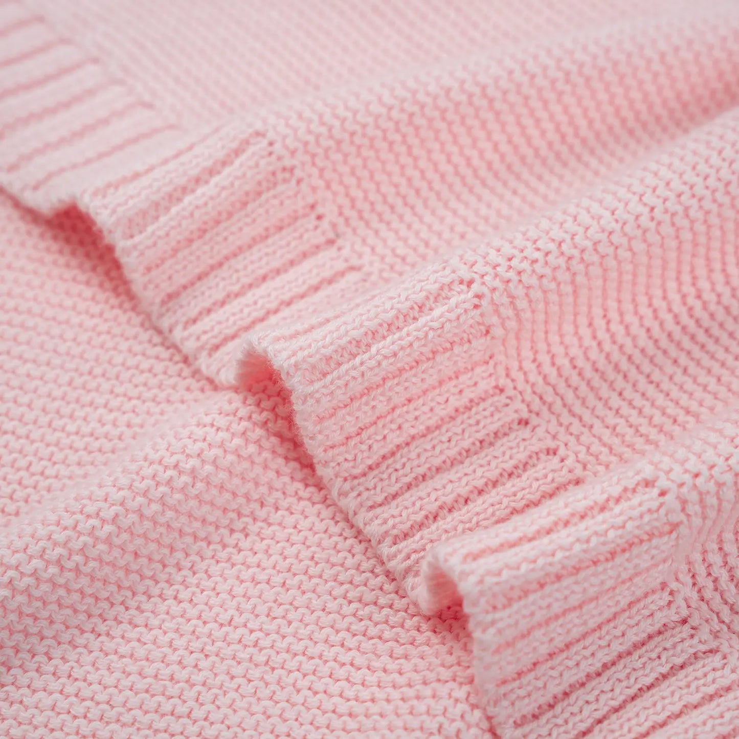 Classic Knit Cotton Baby Blanket in Pink
