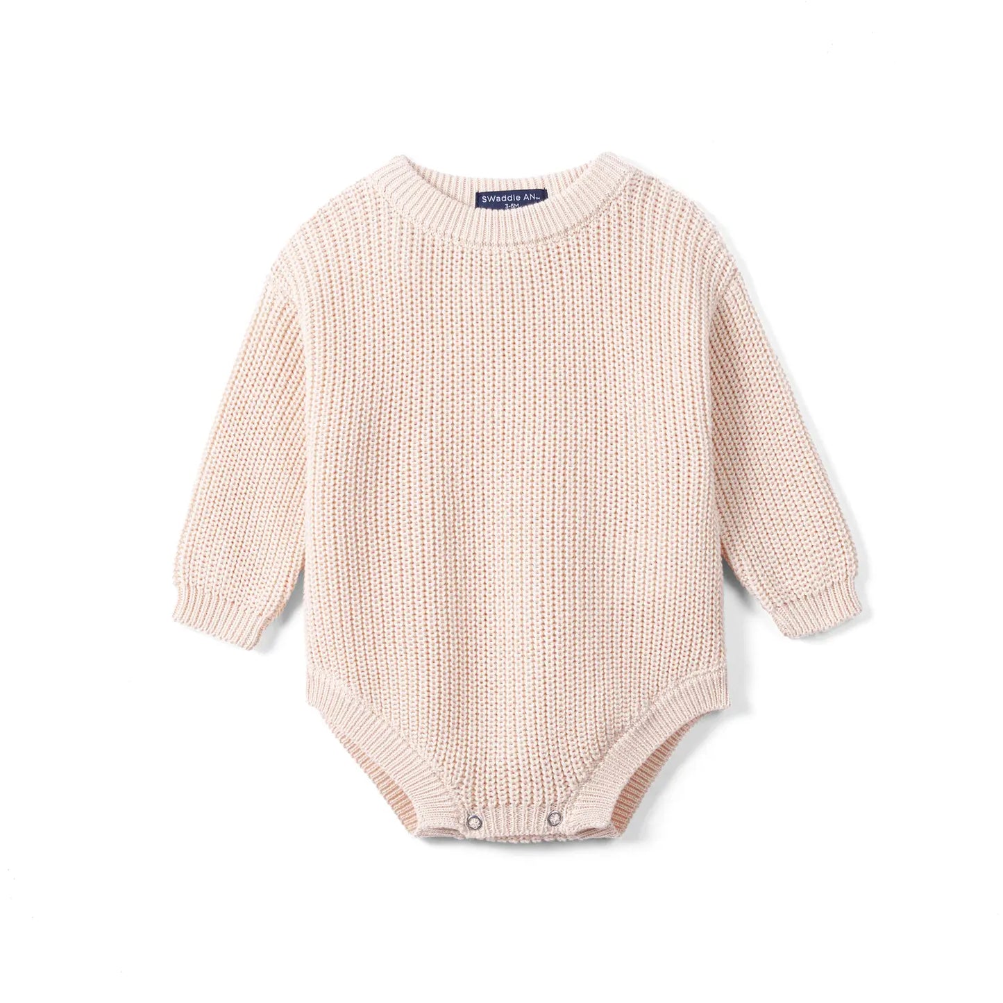 Classic Chunky Knit Baby Romper in Beige