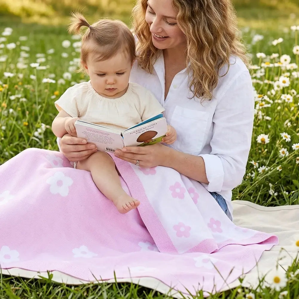 Daisy Jacquard Knit Baby Blanket
