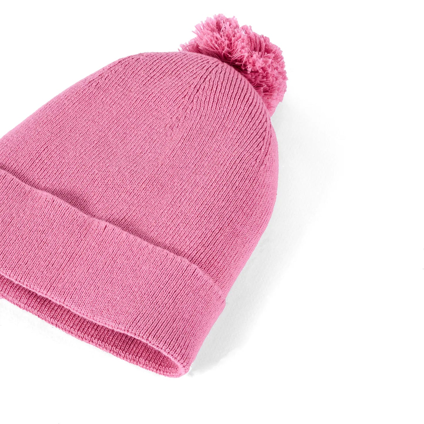 Knit Baby Pom Beanie in Rose Pink