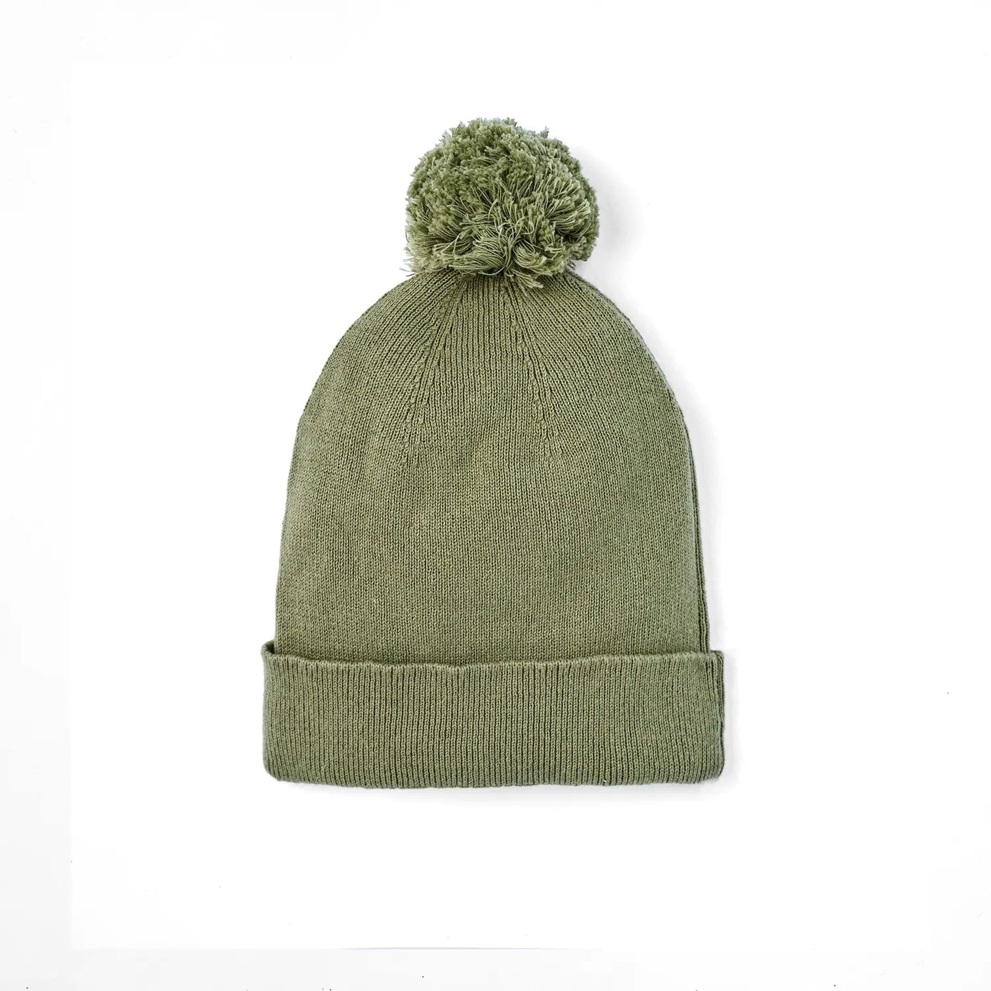 Knit Baby Pom Beanie in Sage Green