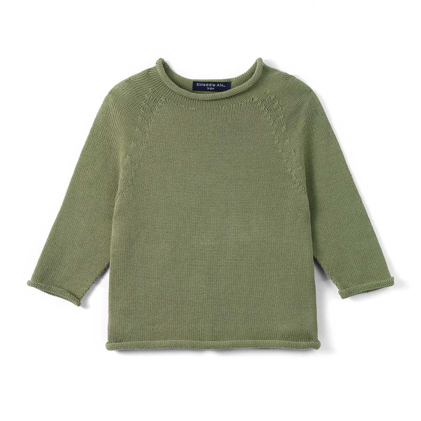 Knit Rollneck Baby Sweater in Sage Green