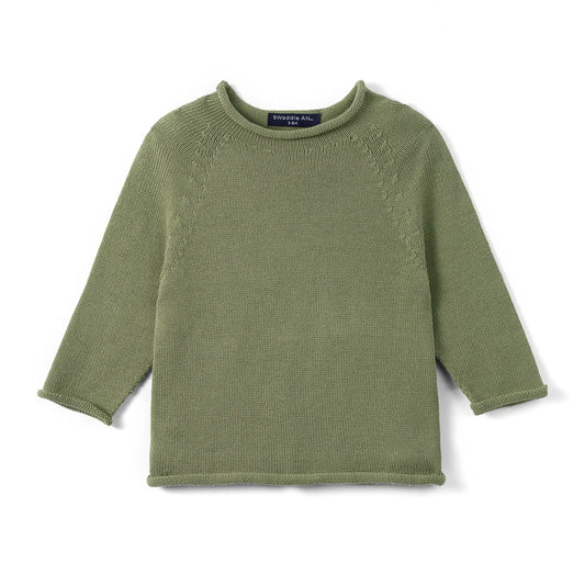 Knit Rollneck Baby Sweater in Sage Green