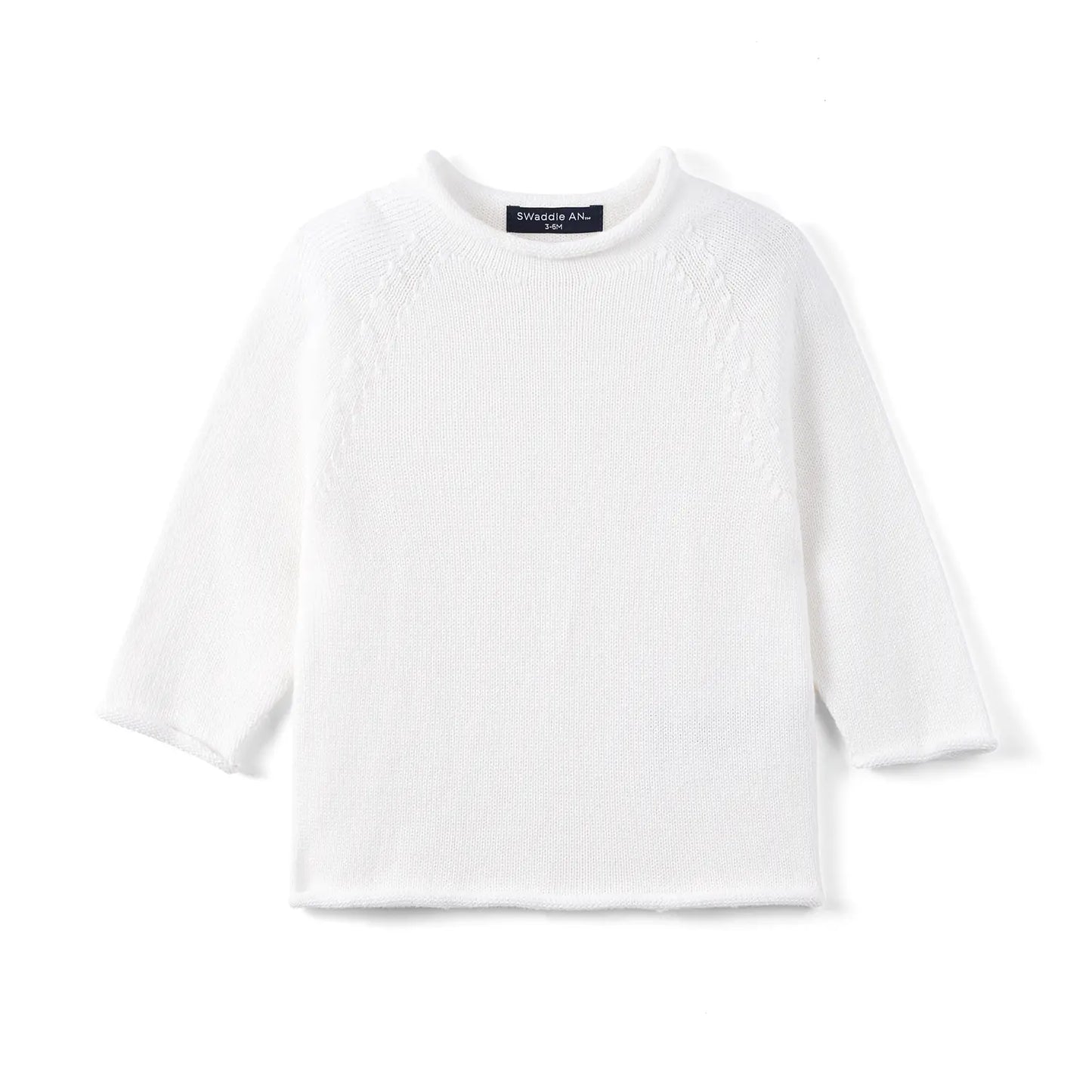Knit Rollneck Baby Sweater in White