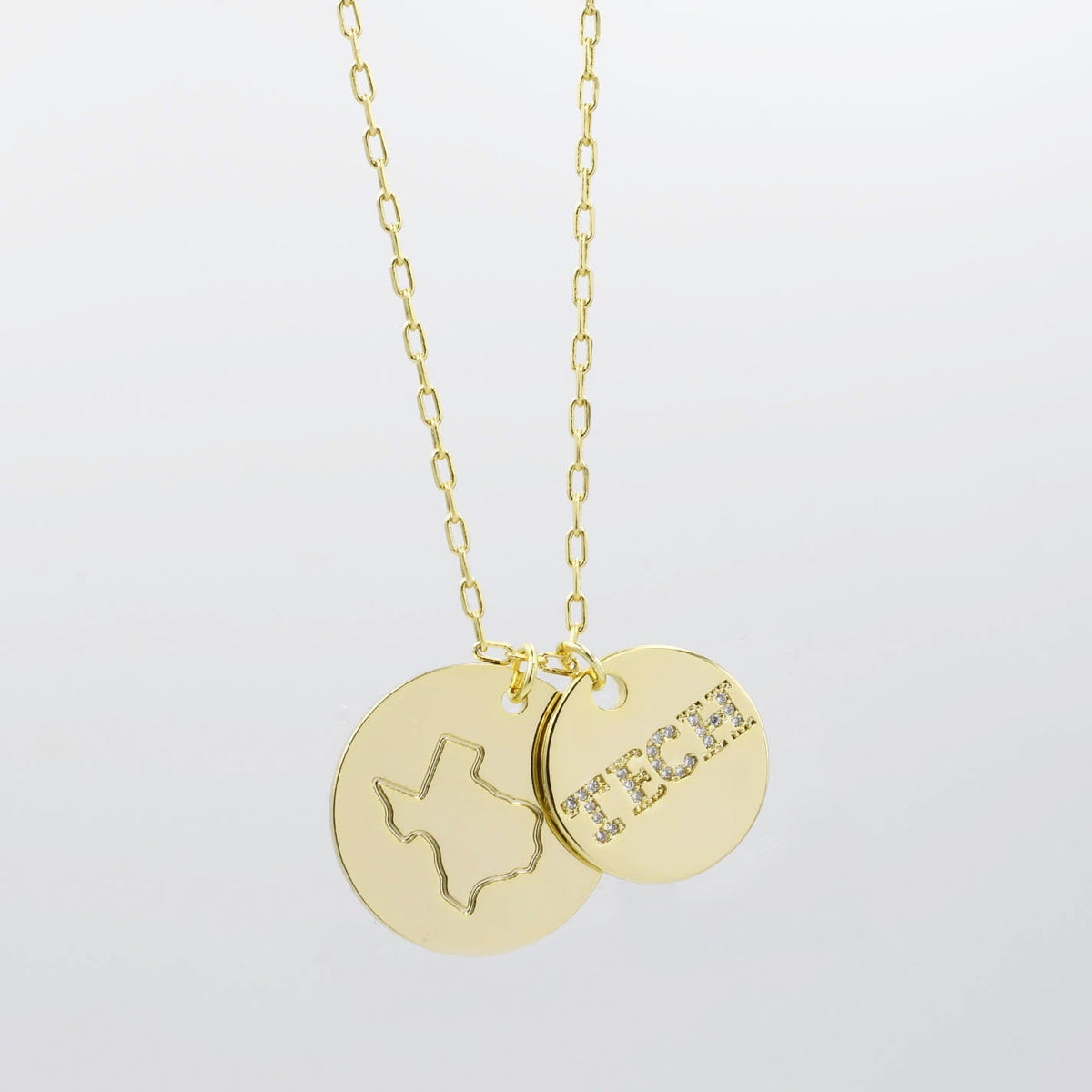 Texas Tech Double Circle Necklace Gold T31