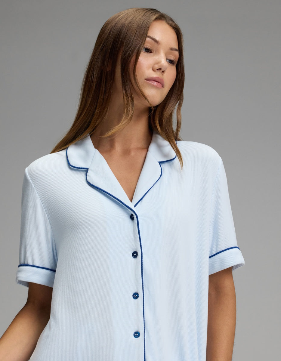 Women's Bamboo Rib-Knit Classic Short Sleeve Pajama Top