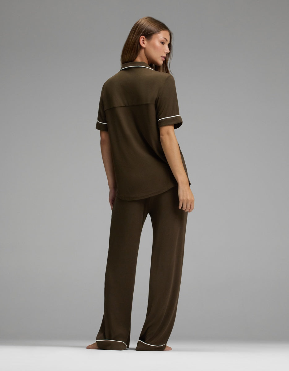 Women's Bamboo Rib-Knit Classic Short Sleeve & Pant Pajama Set