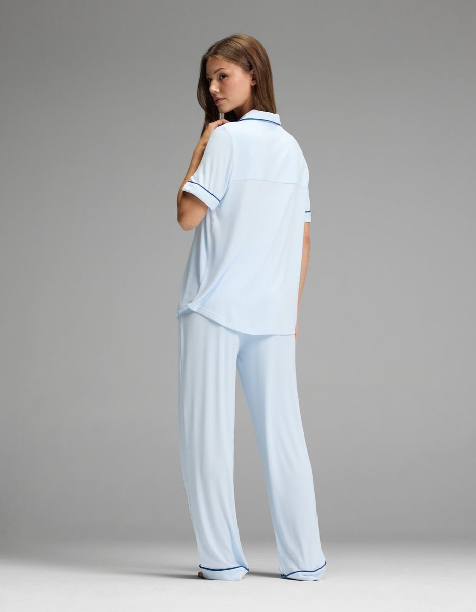 Women's Bamboo Rib-Knit Classic Short Sleeve & Pant Pajama Set