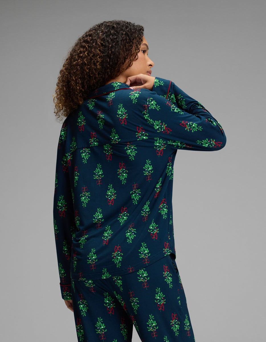 Women's Bamboo Stretch-Knit Long Sleeve Pajama Top - Petite