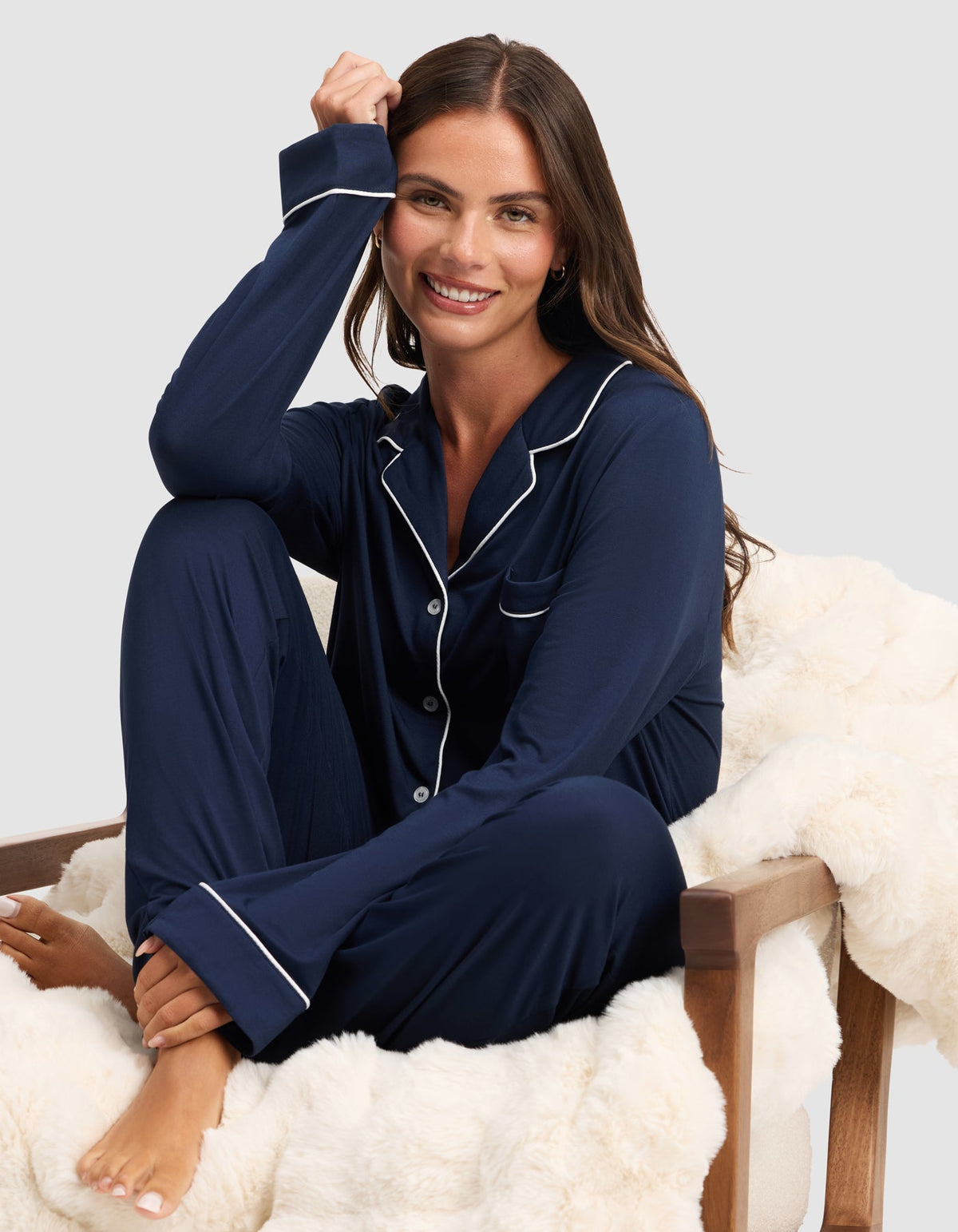 Women's Bamboo Stretch-Knit Long Sleeve Pajama Top - Tall