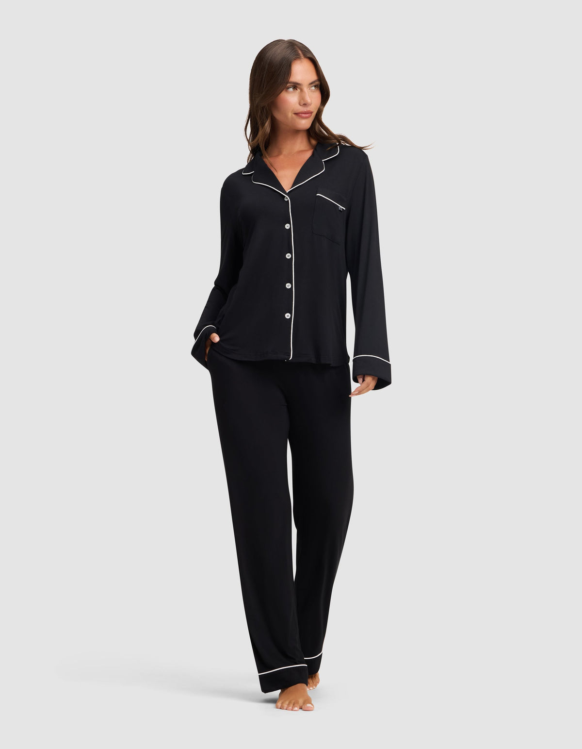 Women's Bamboo Stretch-Knit Long Sleeve Pajama Top - Tall