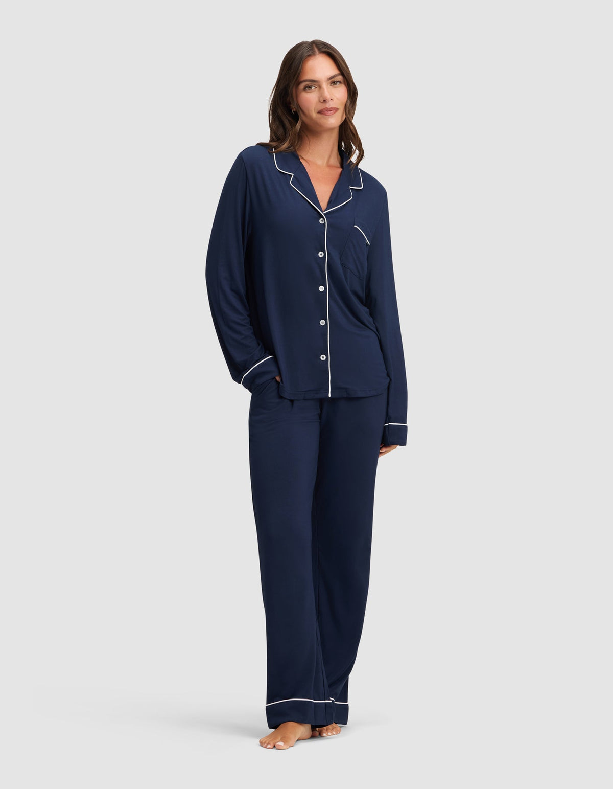 Women's Bamboo Stretch-Knit Long Sleeve Pajama Top - Petite