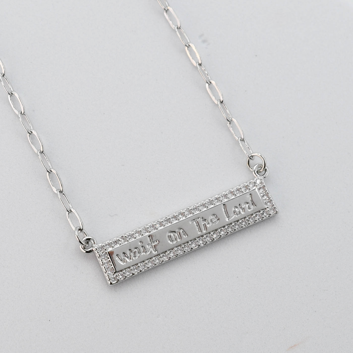 Silver Wait on the Lord Necklace