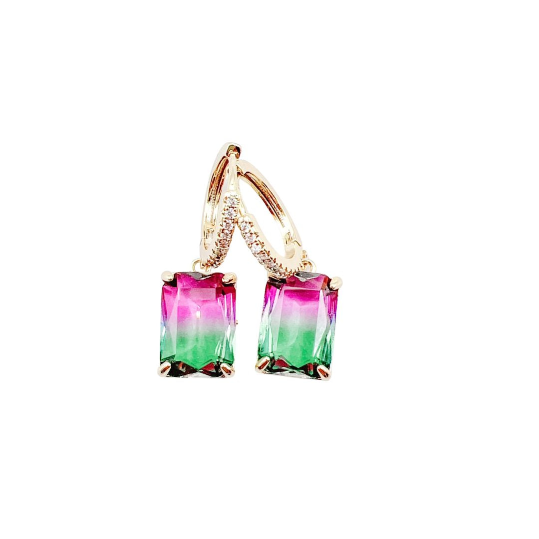 Royalty Green/Purple Gem Huggie