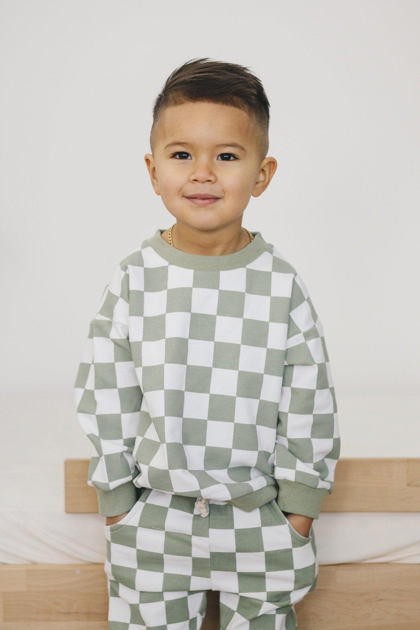 Organic Cotton Checkered Jogger Set *blue 18-24 months left