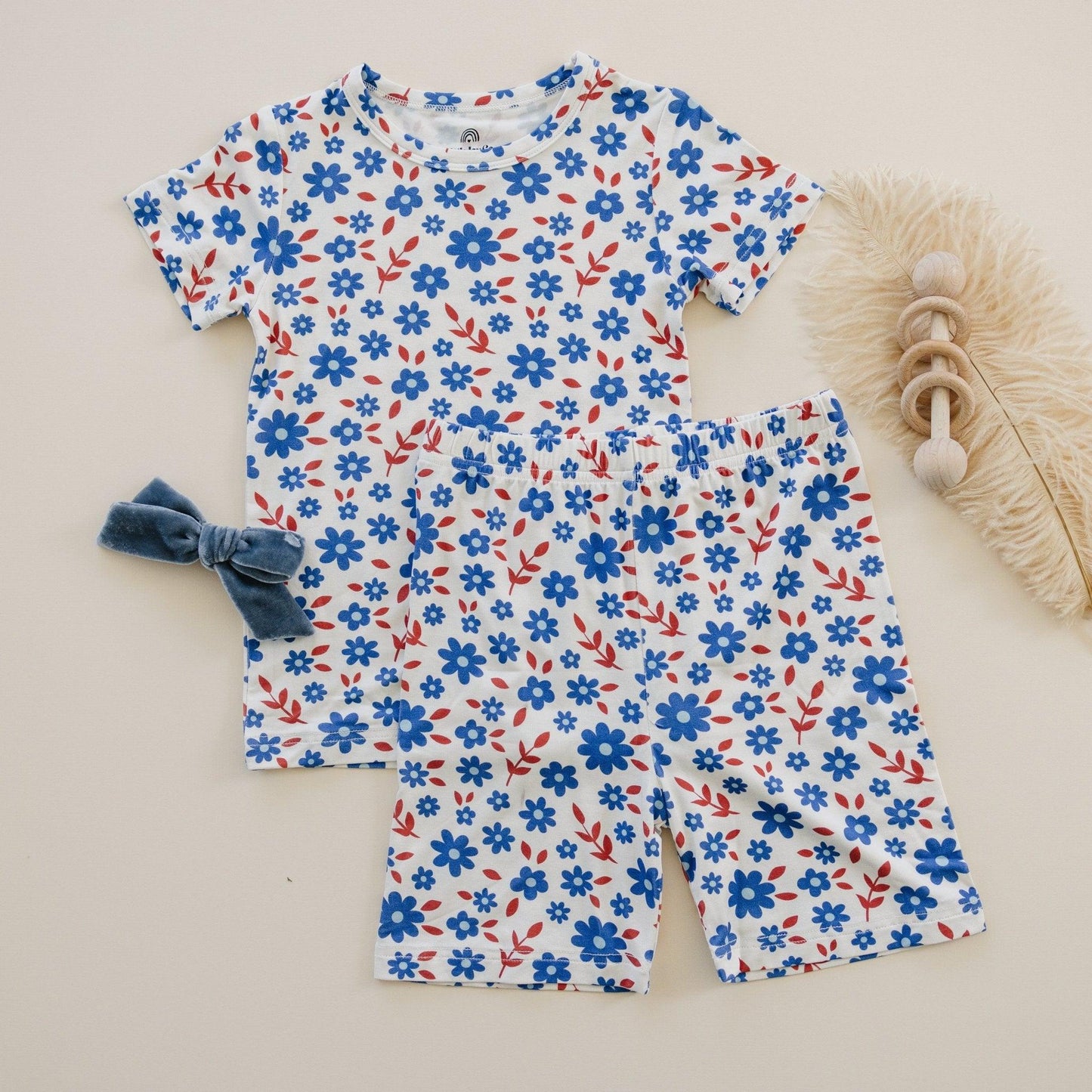 Red White & Blooms 2pc Bamboo Pajamas *4T left